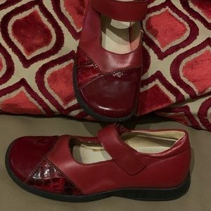 Red Naturino Leather/ Patent Leather combo